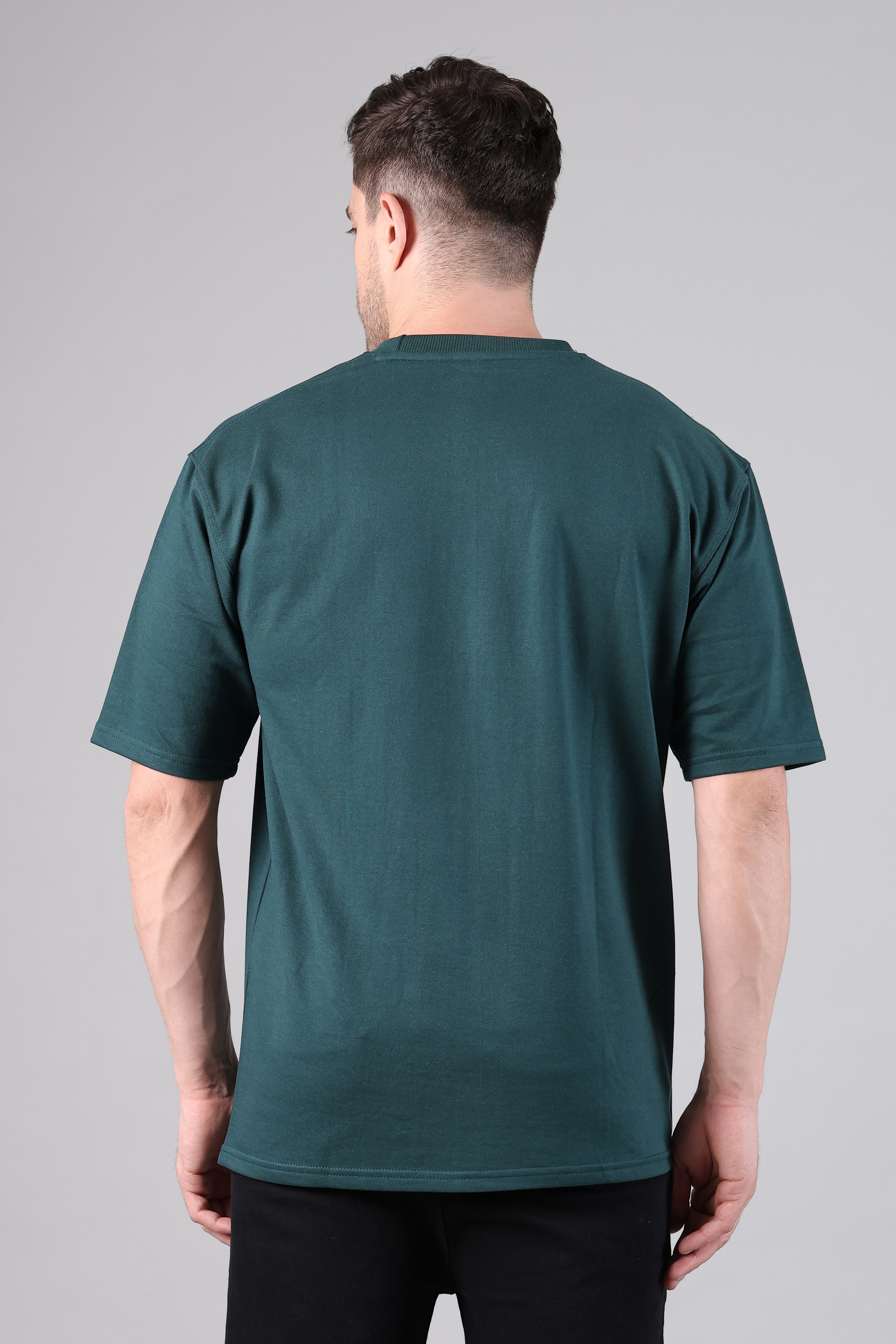 Dark Green "Make Things" Graphic Drop-Shoulder T-Shirt