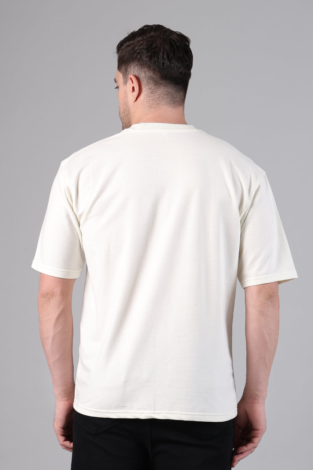 "Courageous" Graphic Drop-Shoulder Minimalist T-Shirt (Off-White)