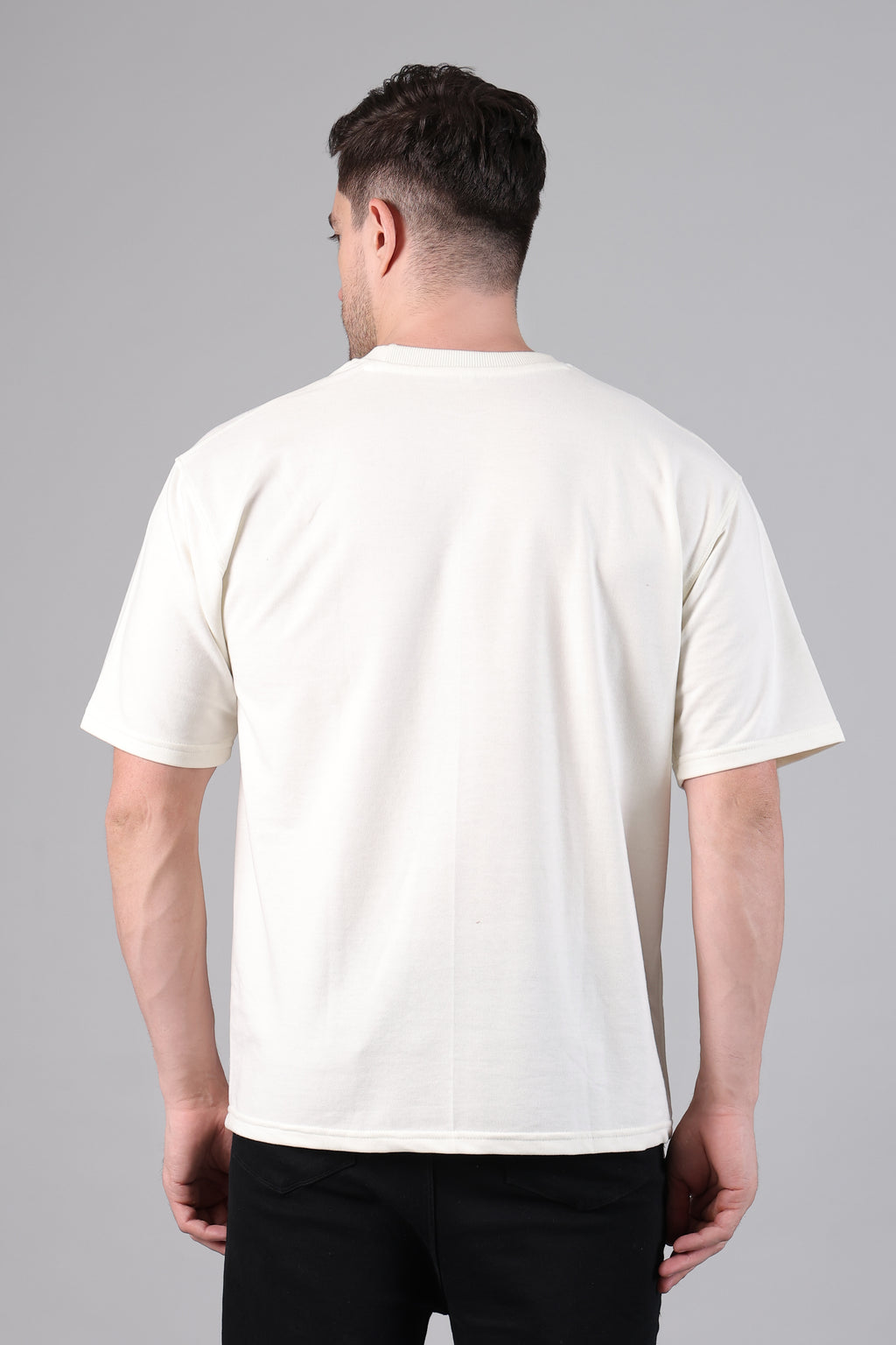 "Believe" Graphic Drop-Shoulder Aesthetic T-Shirt (Off-White)