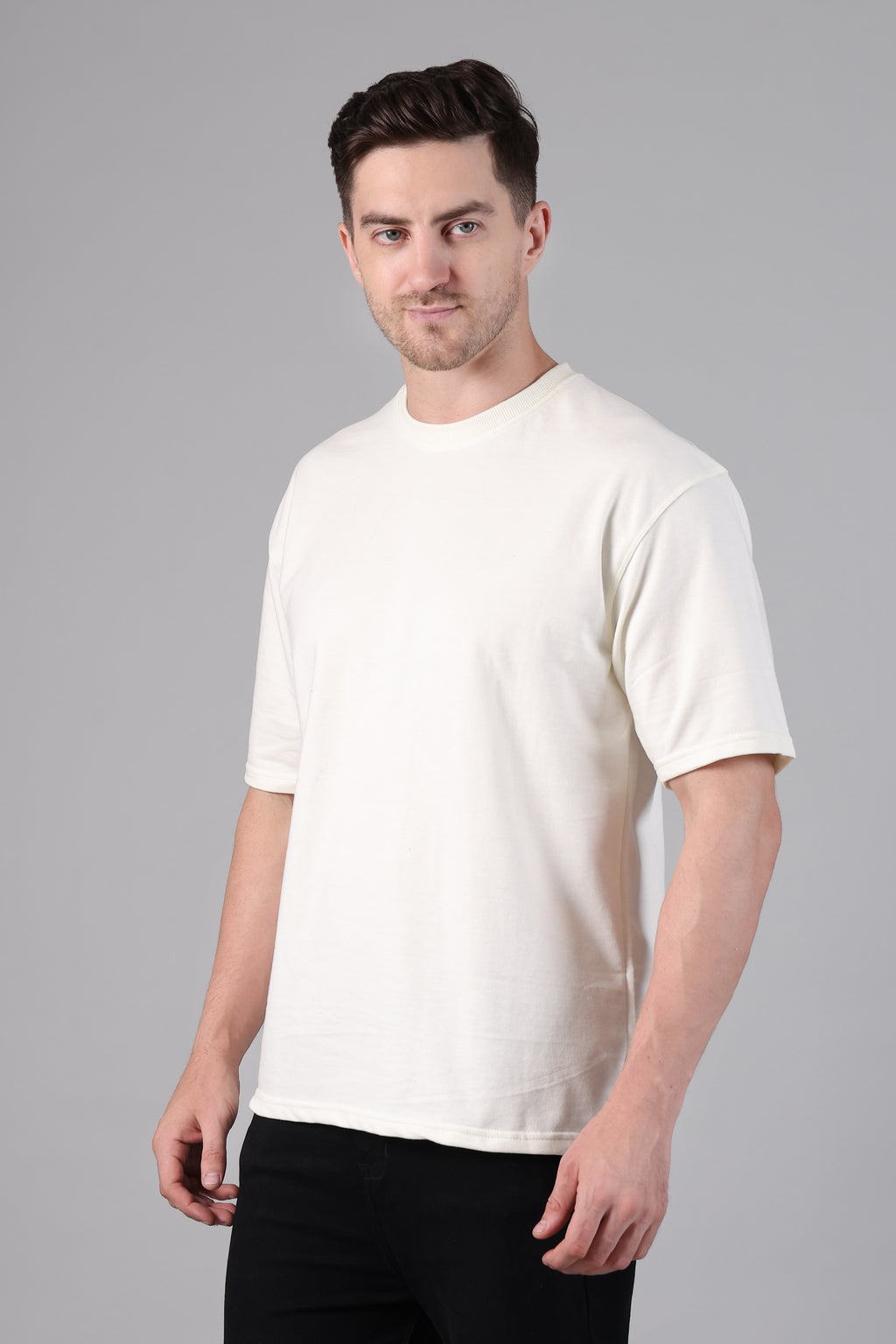 "Happy Planet" Beach Graphic Back Print Oversized T-Shirt - Off-White