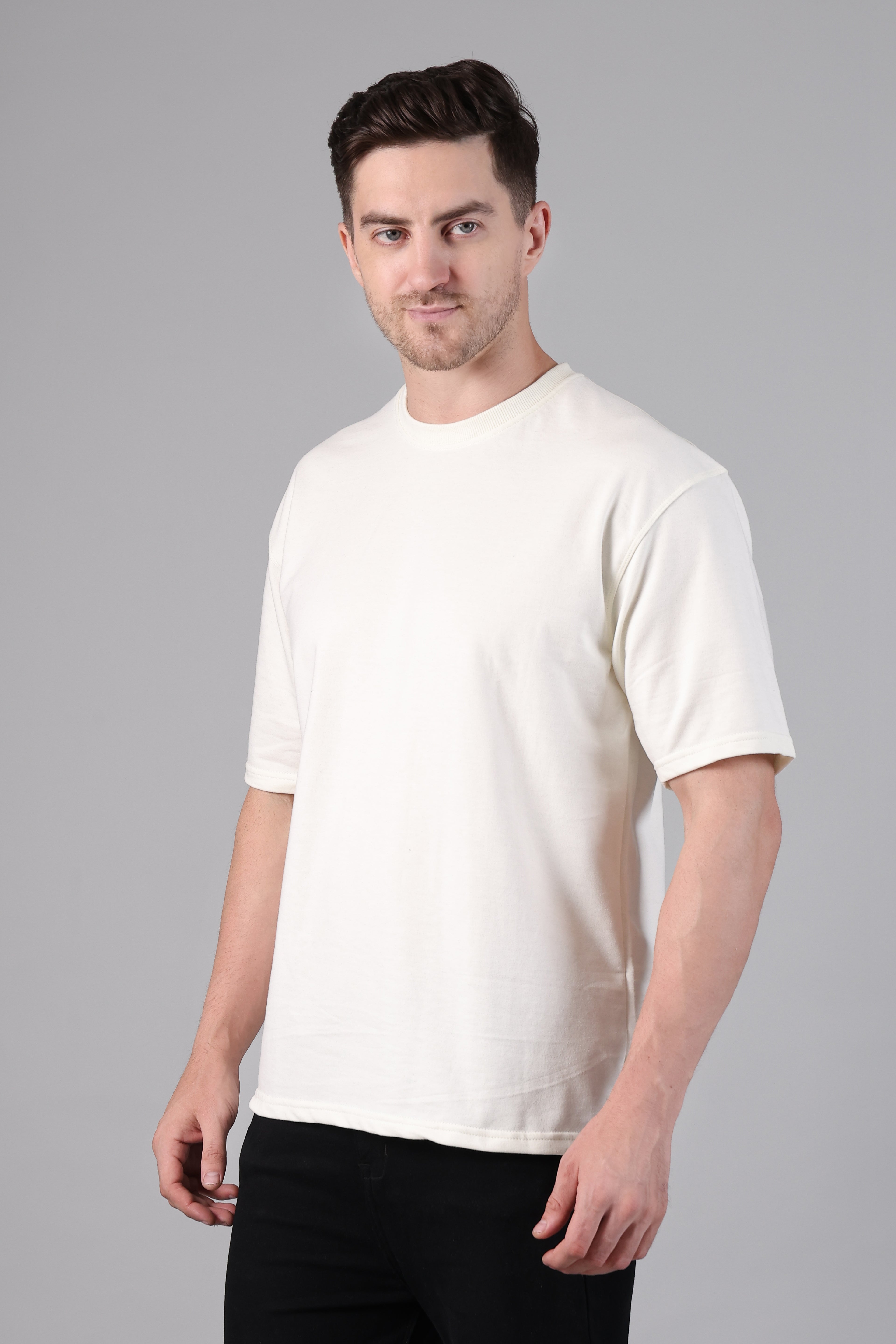 "Happy Planet" Beach Graphic Back Print Oversized T-Shirt - Off-White