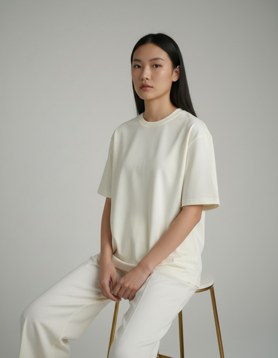 ZAVIRA "CORE BLANK" Heavyweight Oversized Tee – Off-White (220 GSM)