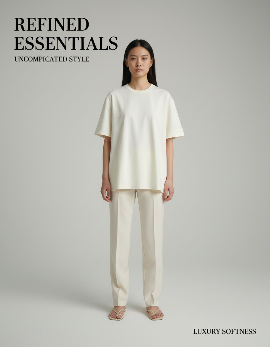 ZAVIRA "CORE BLANK" Heavyweight Oversized Tee – Off-White (220 GSM)
