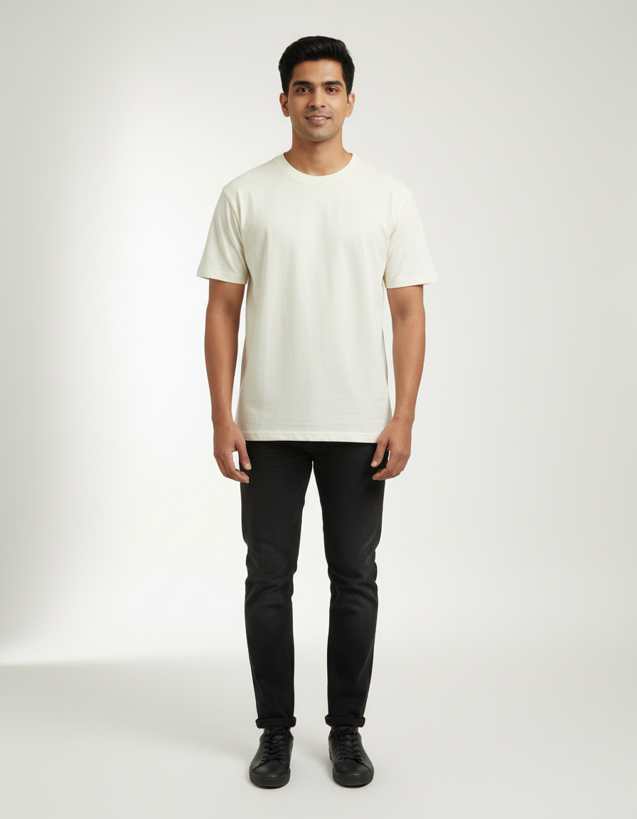 ZAVIRA "CORE BLANK" Heavyweight Oversized Tee – Off-White (220 GSM)