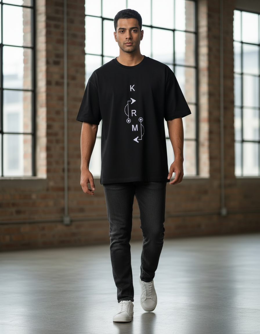 ZAVIRA "KARMA" Minimalist Oversized T-Shirt - Pitch Black