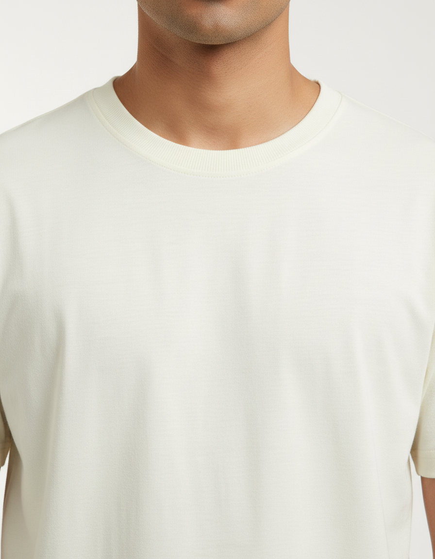 ZAVIRA "CORE BLANK" Heavyweight Oversized Tee – Off-White (220 GSM)