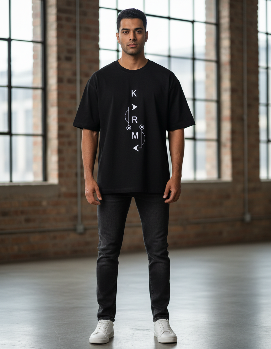 ZAVIRA "KARMA" Minimalist Oversized T-Shirt - Pitch Black